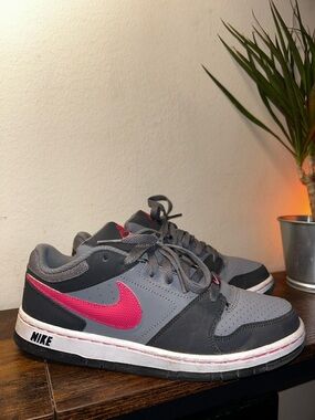 Nike Gray Sneakers with Pink Swoosh